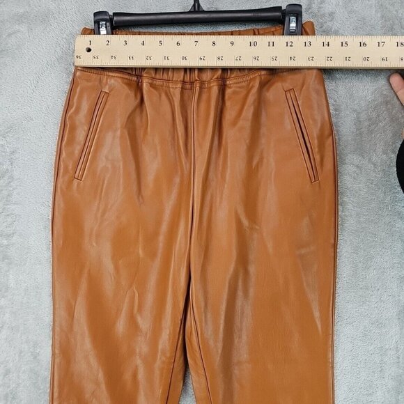 INC International Concepts Faux Leather Jogger Womens S Brown High Rise Pull On - Picture 4 of 10